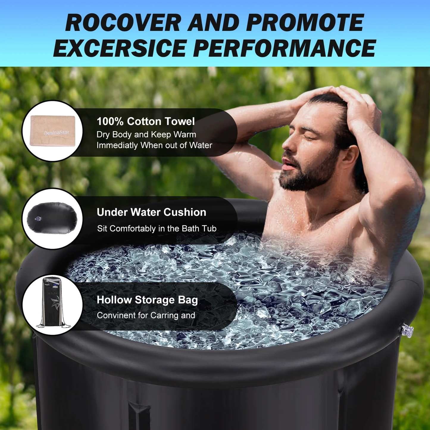 "Inflatable Ice Bath for Athletes: Portable 88 Gal Cold Plunge for Indoor and Outdoor Use"